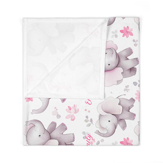 Pink Elephant, Baby Swaddle Blanket, Girl blanket