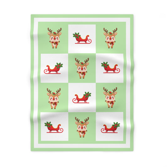 Christmas Reindeer Baby Blanket,Personalized Christmas Baby Boy Fleece gift