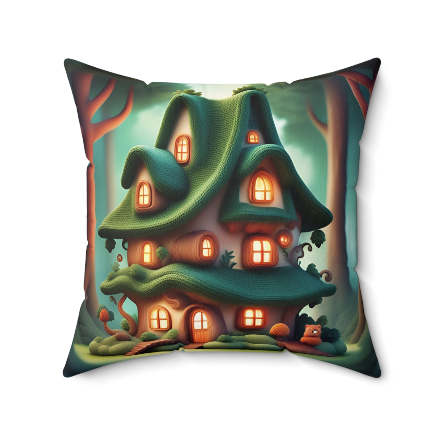 ''Knitted cottege'' Spun Polyester Square Pillow