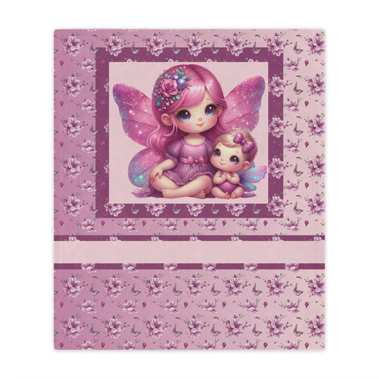 Fairy Flowers Girl Pink Blanket