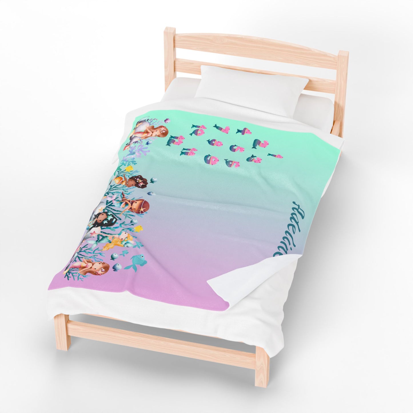 Personalized Mermaid Milestone Baby Blanket – Soft Velveteen Plush Fleece for Newborn Girls