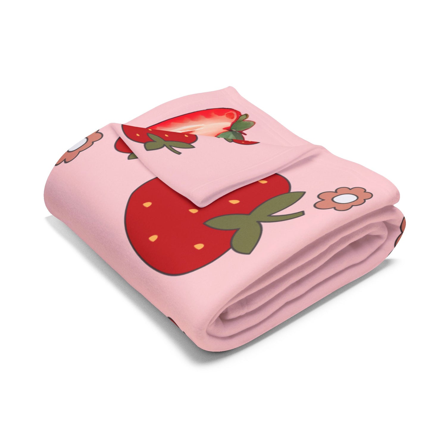 Personalized Strawberry Milestone Baby Blanket – Soft Velveteen Plush Fleece for Newborn Girls