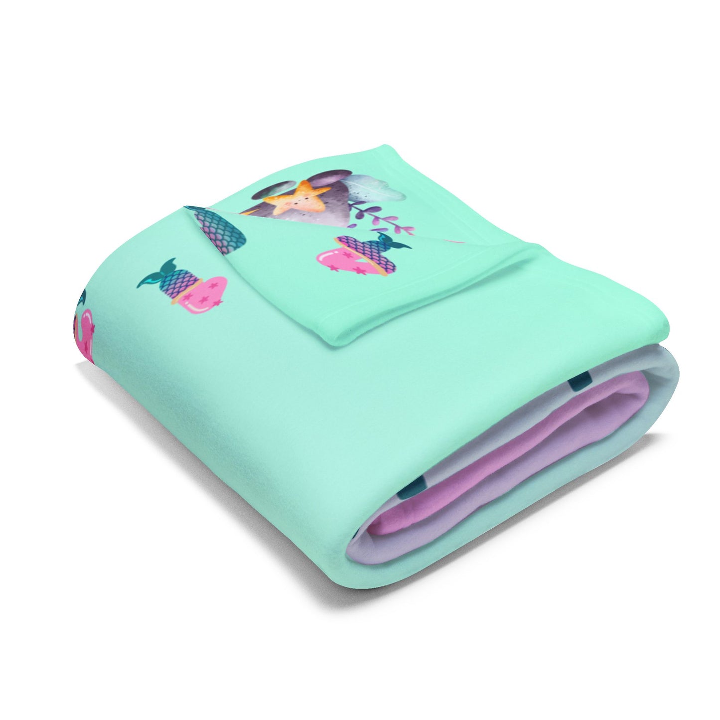 Personalized Mermaid Milestone Baby Blanket – Soft Velveteen Plush Fleece for Newborn Girls