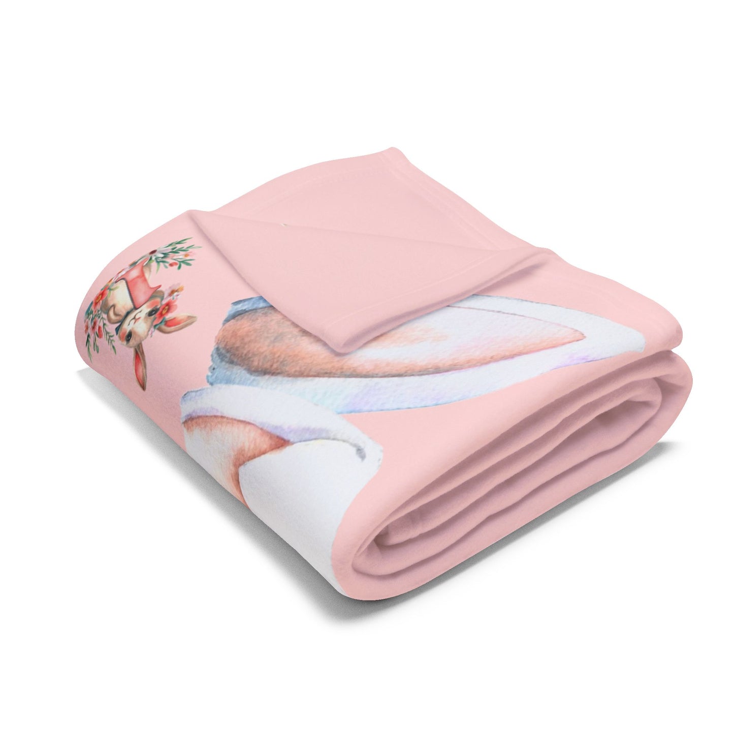 Personalized Bunny Milestone Baby Girl Blanket – Soft Velveteen Plush Fleece