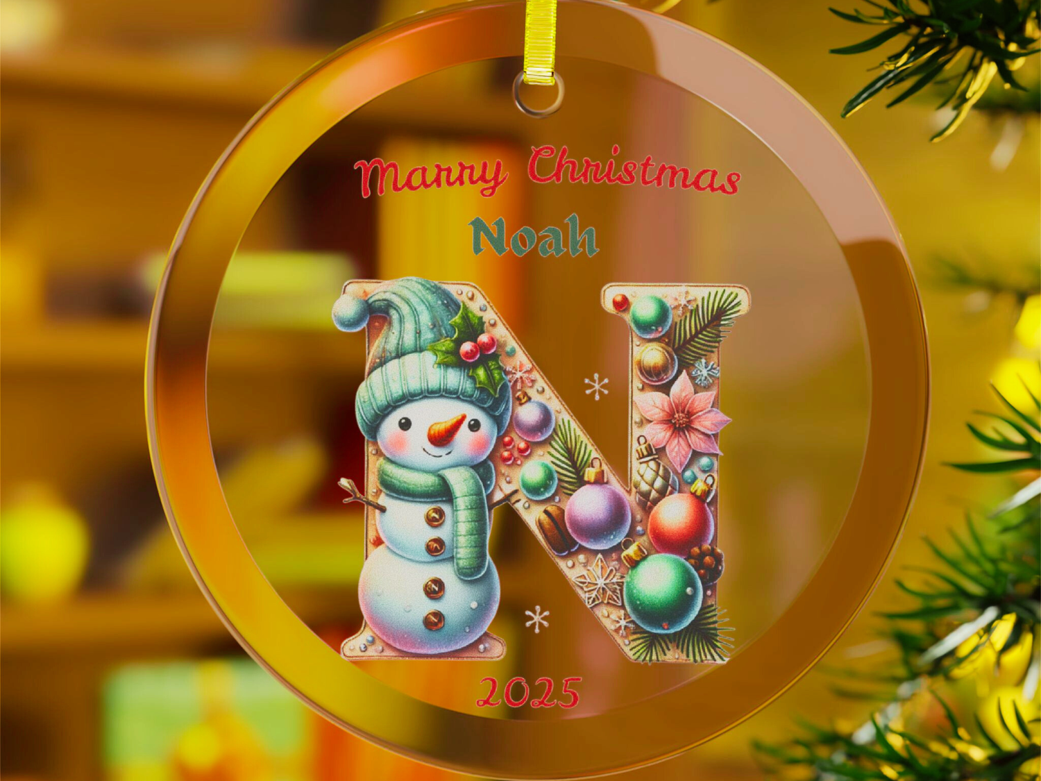 Personalized Glass Christmas Ornament for Toddlers