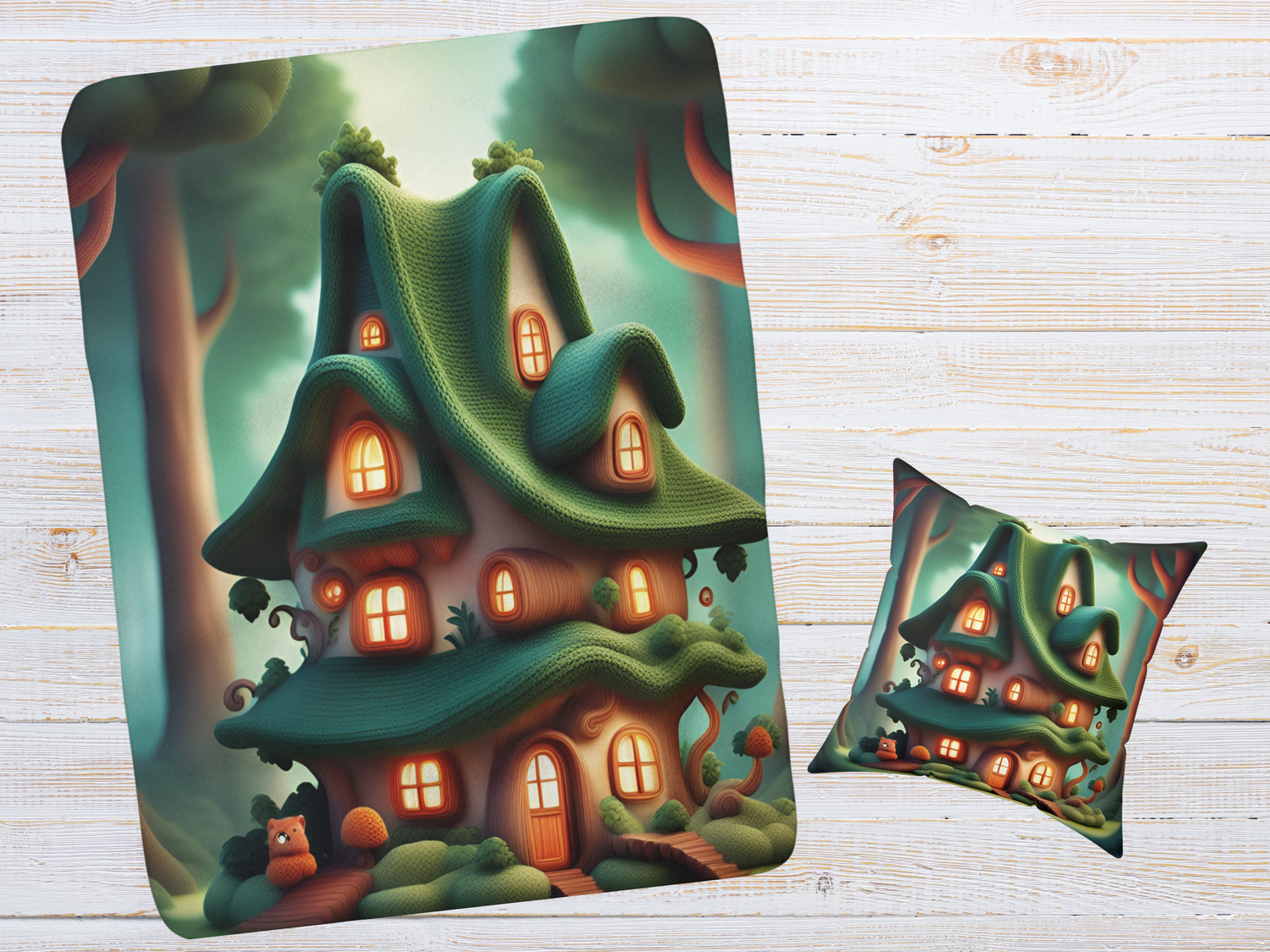 ''Knitted cottage'' Blankets and Pillows