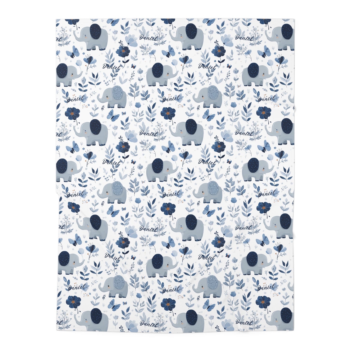 Blue elephant, Baby Swaddle Blanket, Boy gift