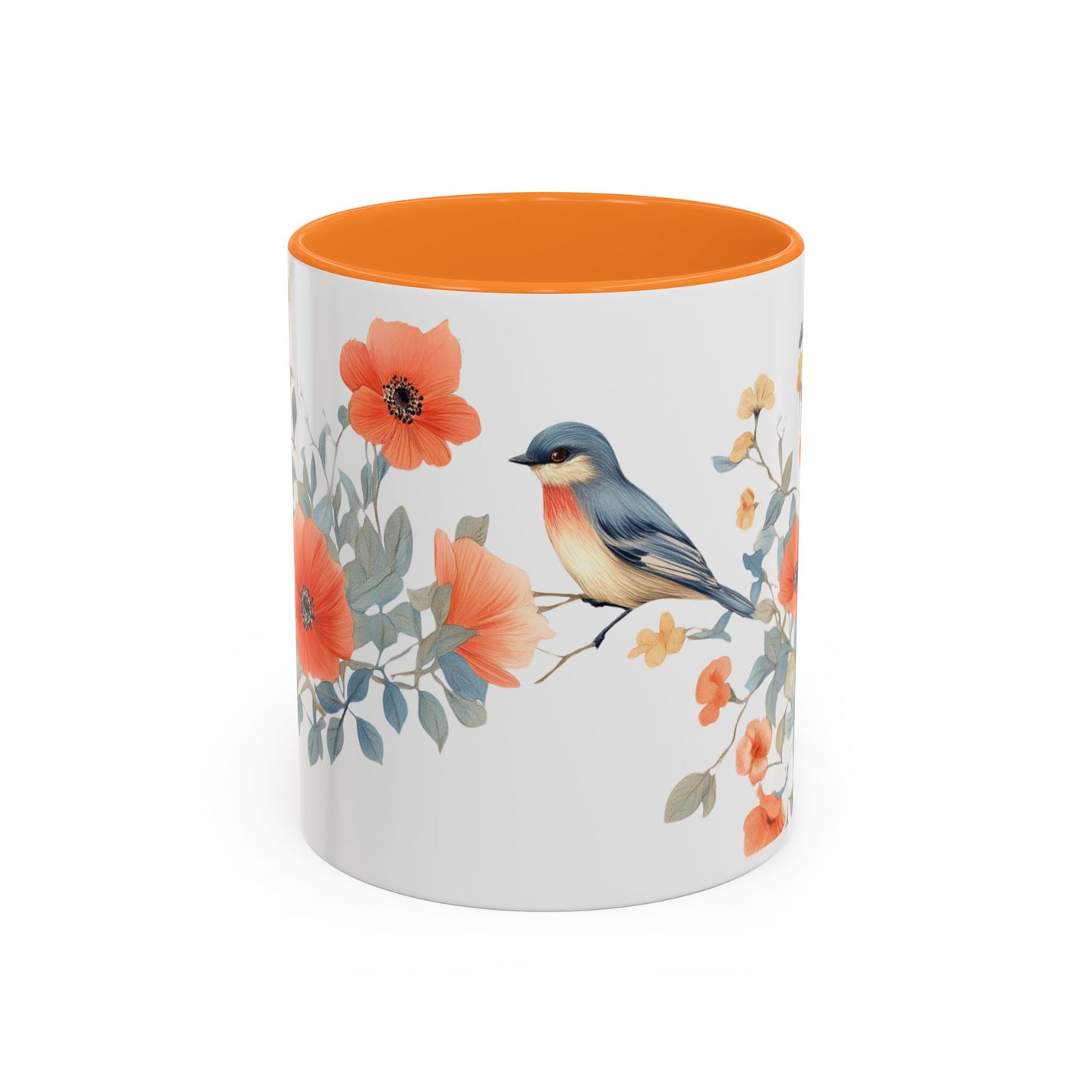 Orange flowers and bird Mug