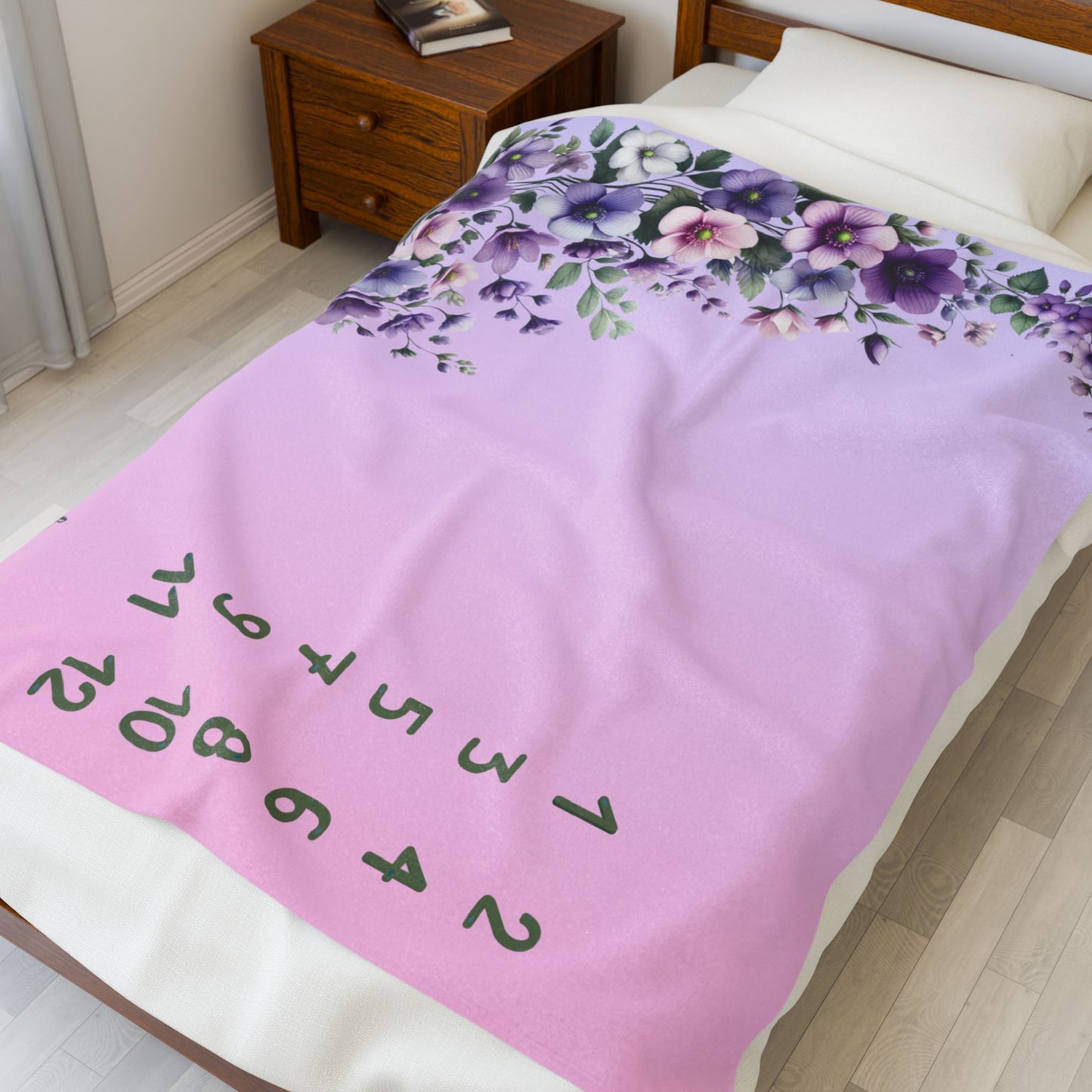 Floral Milestone Baby Girl Velveteen Plush Blanket