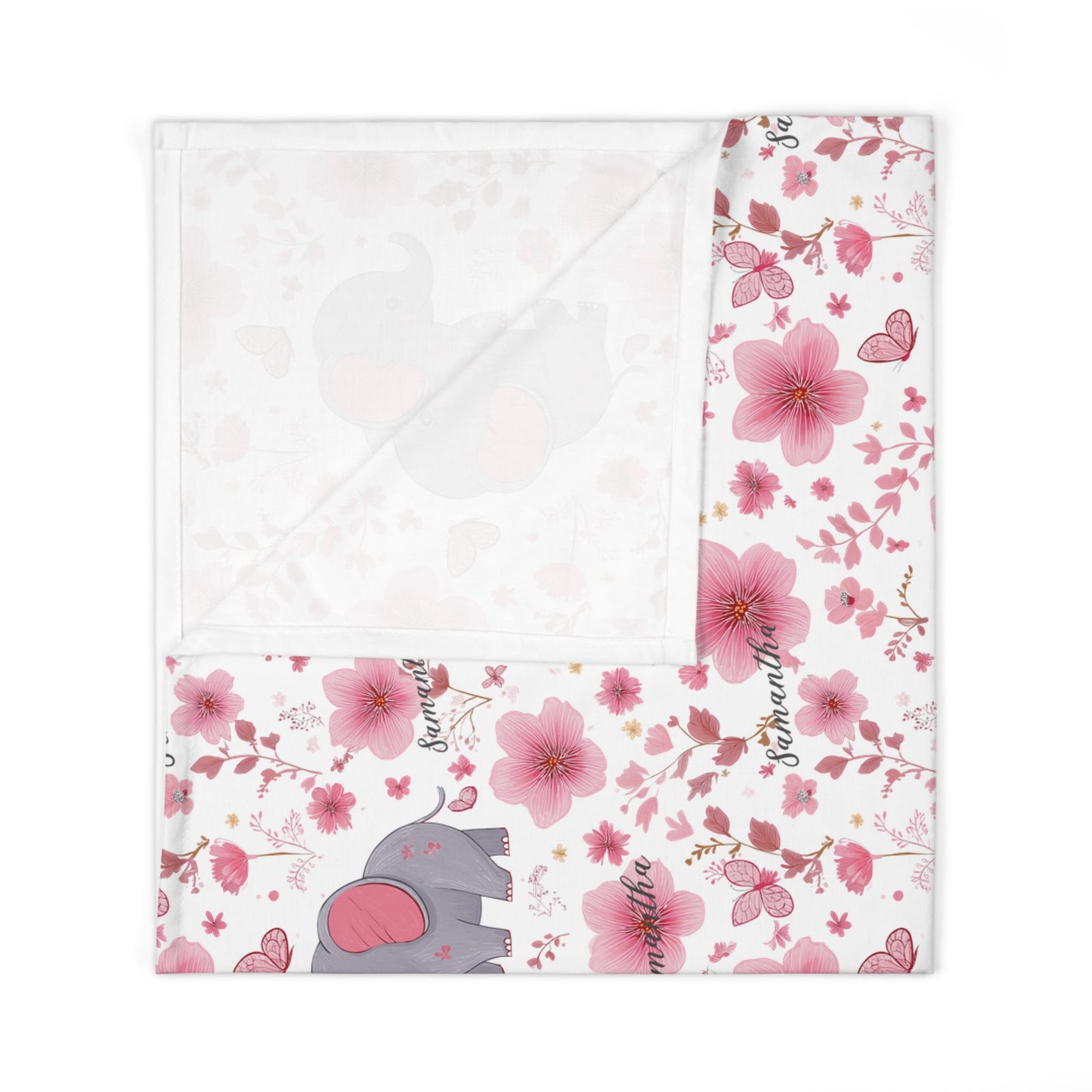 Elephant and  Flowers, Baby Swaddle Blanket, Girl blanket