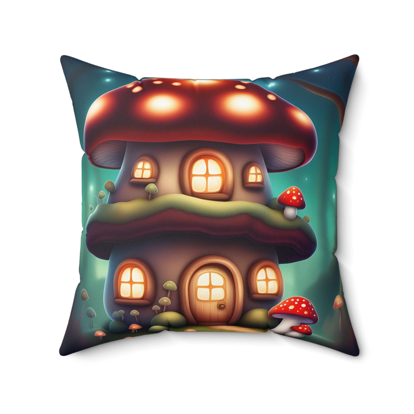 ''Knitted cottage'' Spun Polyester Square Pillow