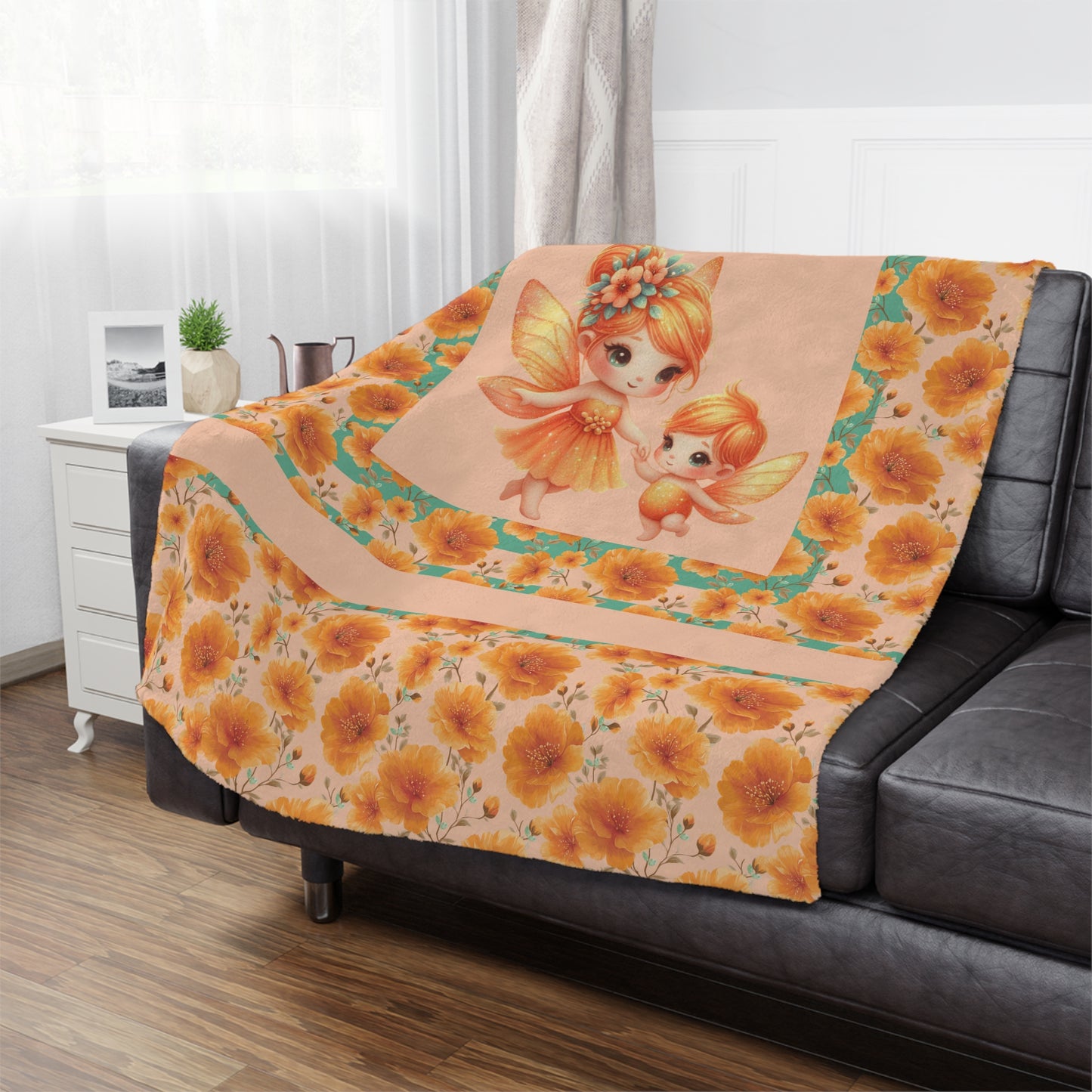 Fairy Flowers Name Girl Minky Blanket