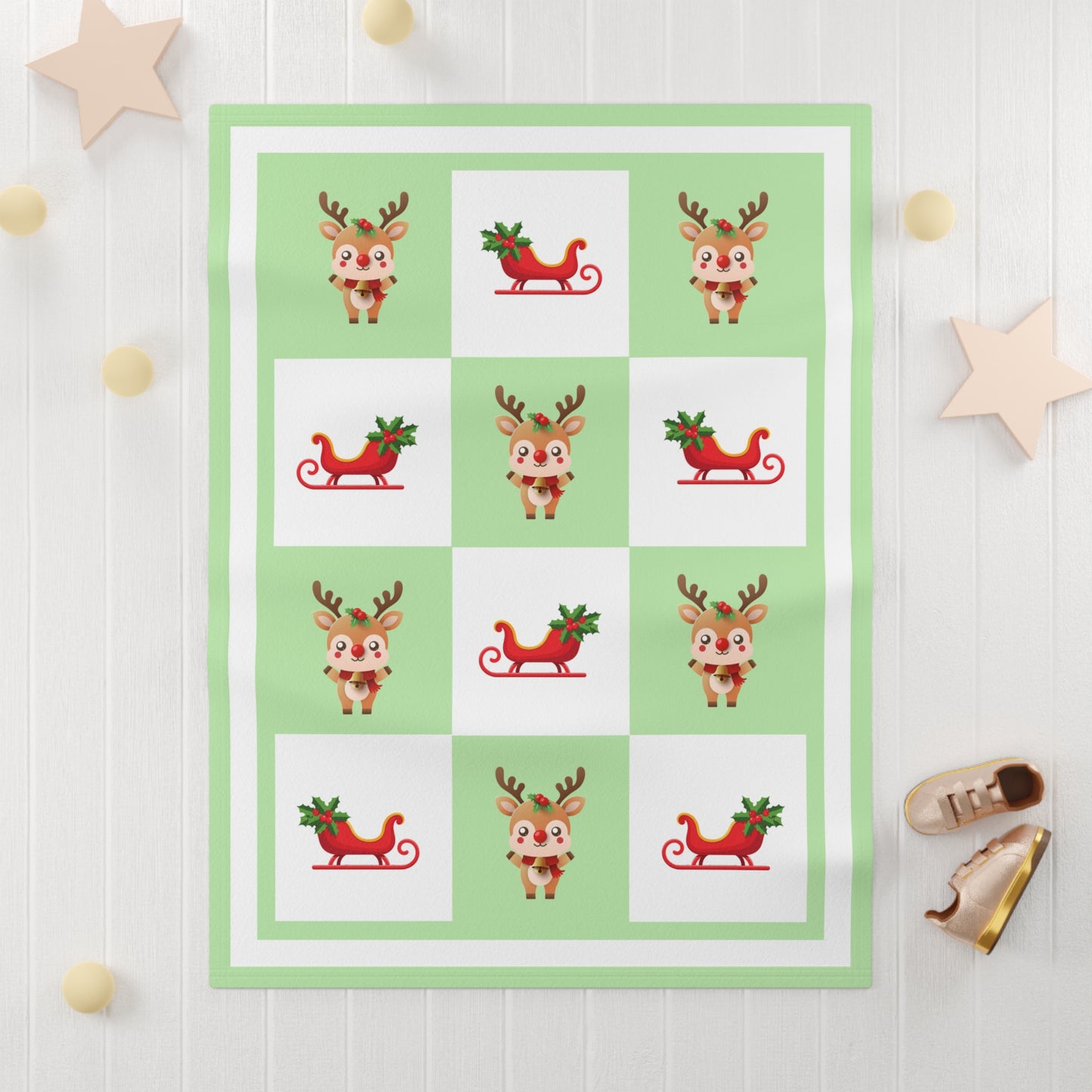 Christmas Reindeer Baby Blanket,Personalized Christmas Baby Boy Fleece gift