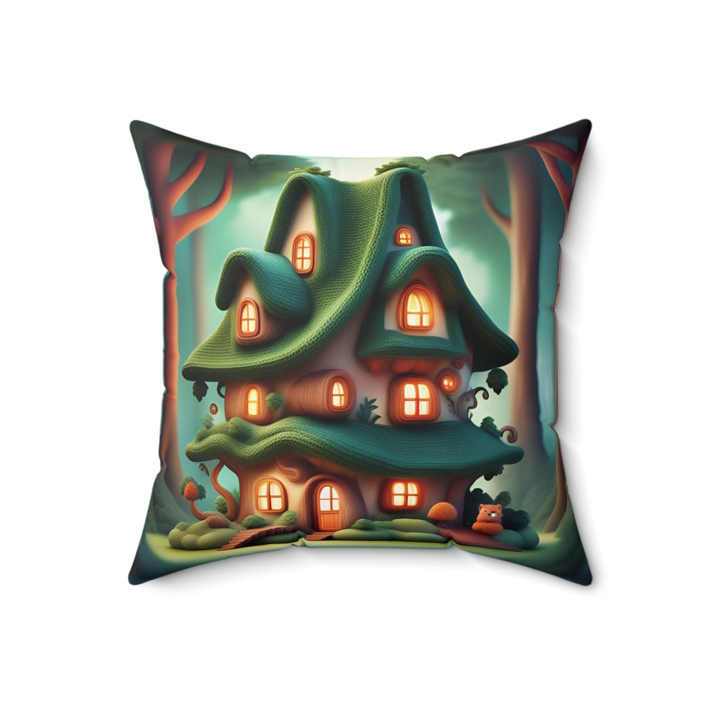 ''Knitted cottege'' Spun Polyester Square Pillow
