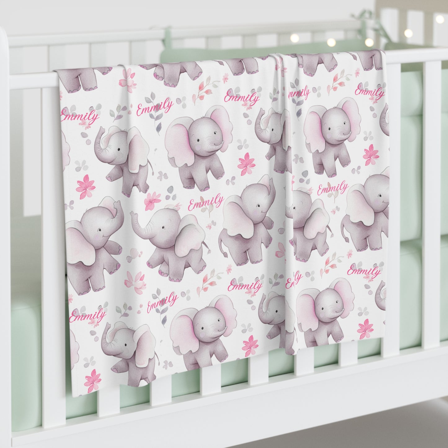 Pink Elephant, Baby Swaddle Blanket, Girl blanket