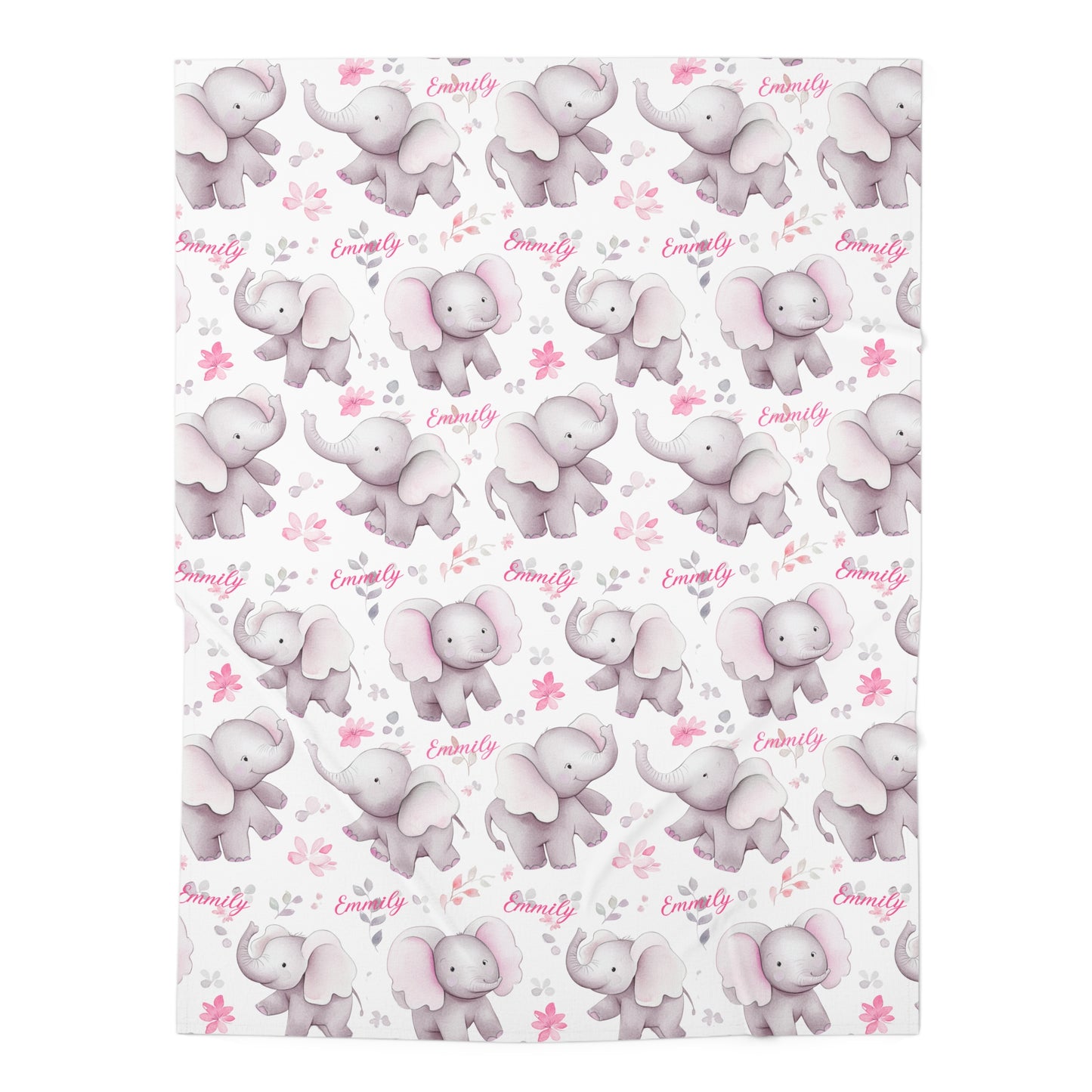 Pink Elephant, Baby Swaddle Blanket, Girl blanket