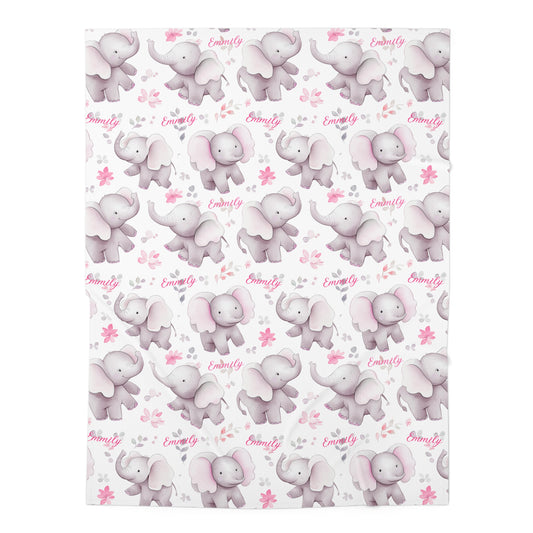 Pink Elephant, Baby Swaddle Blanket, Girl blanket