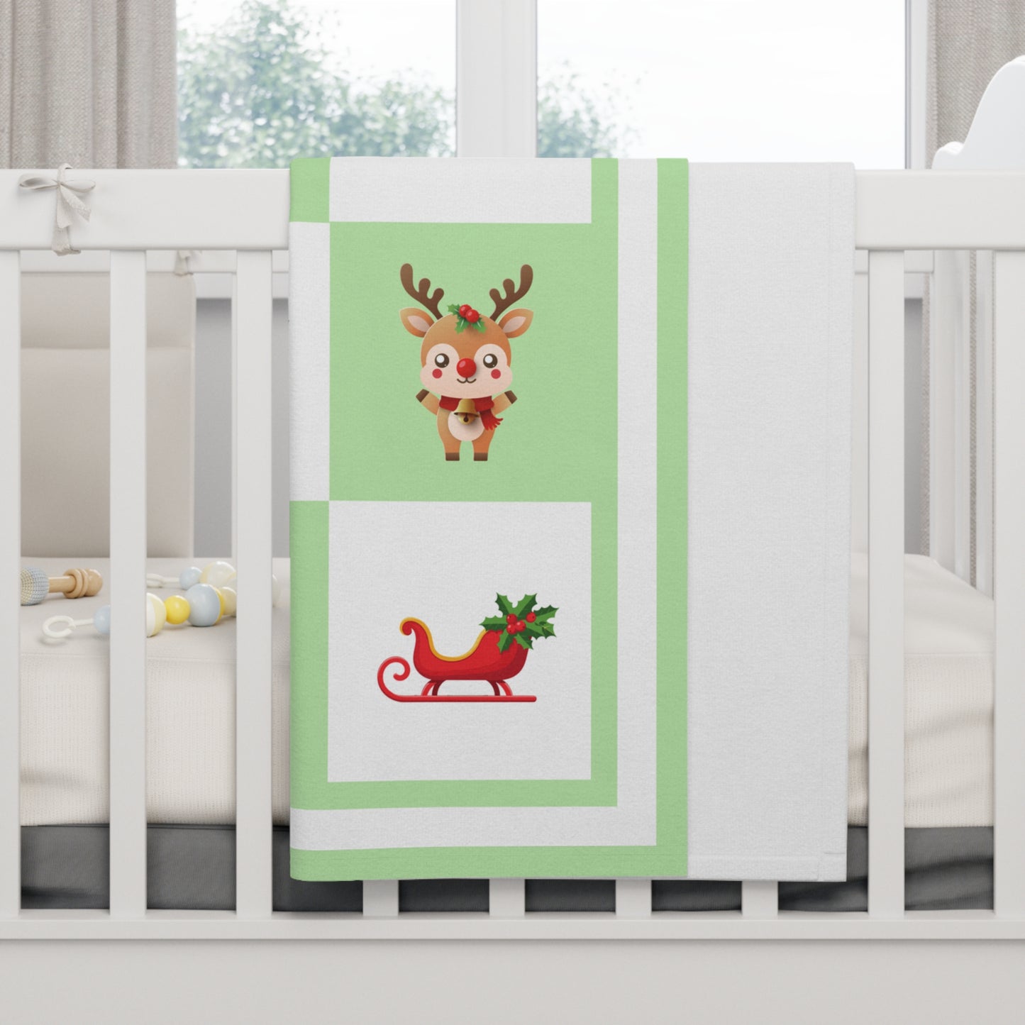 Christmas Reindeer Baby Blanket,Personalized Christmas Baby Boy Fleece gift