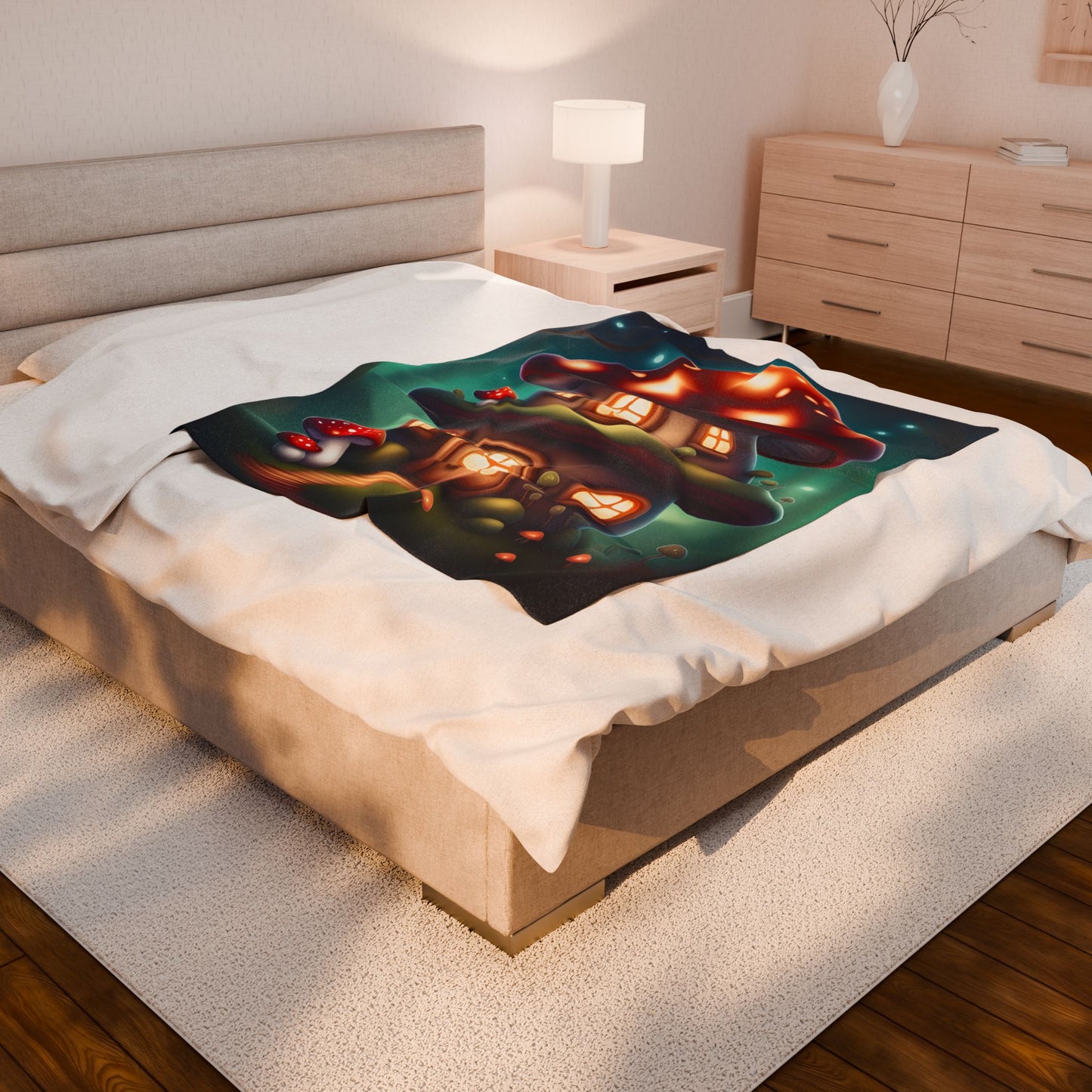 ''Knitted cottage'' Velveteen Plush Blanket