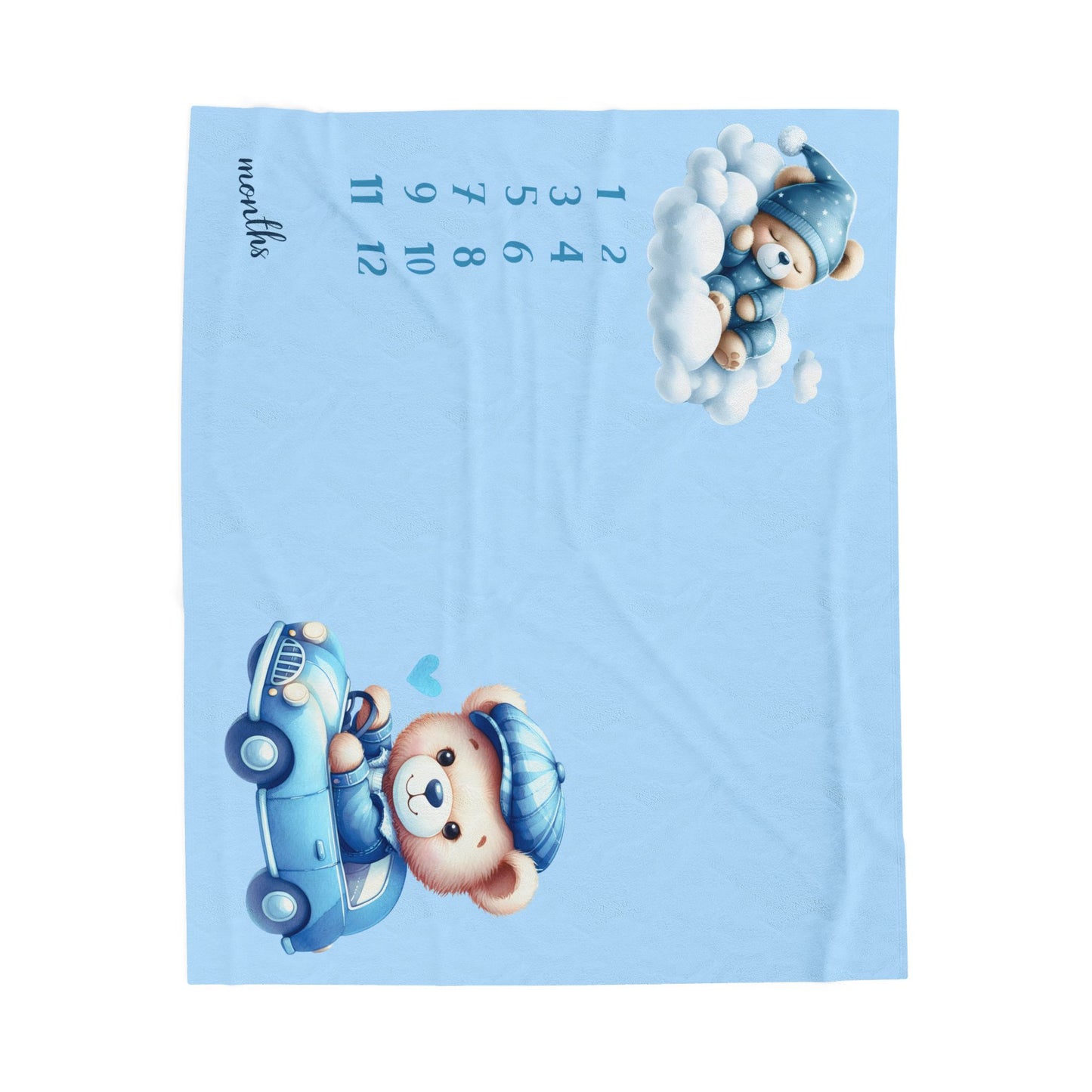 Personalized Baby Boy Milestone Blanket – Velveteen Plush Fleece