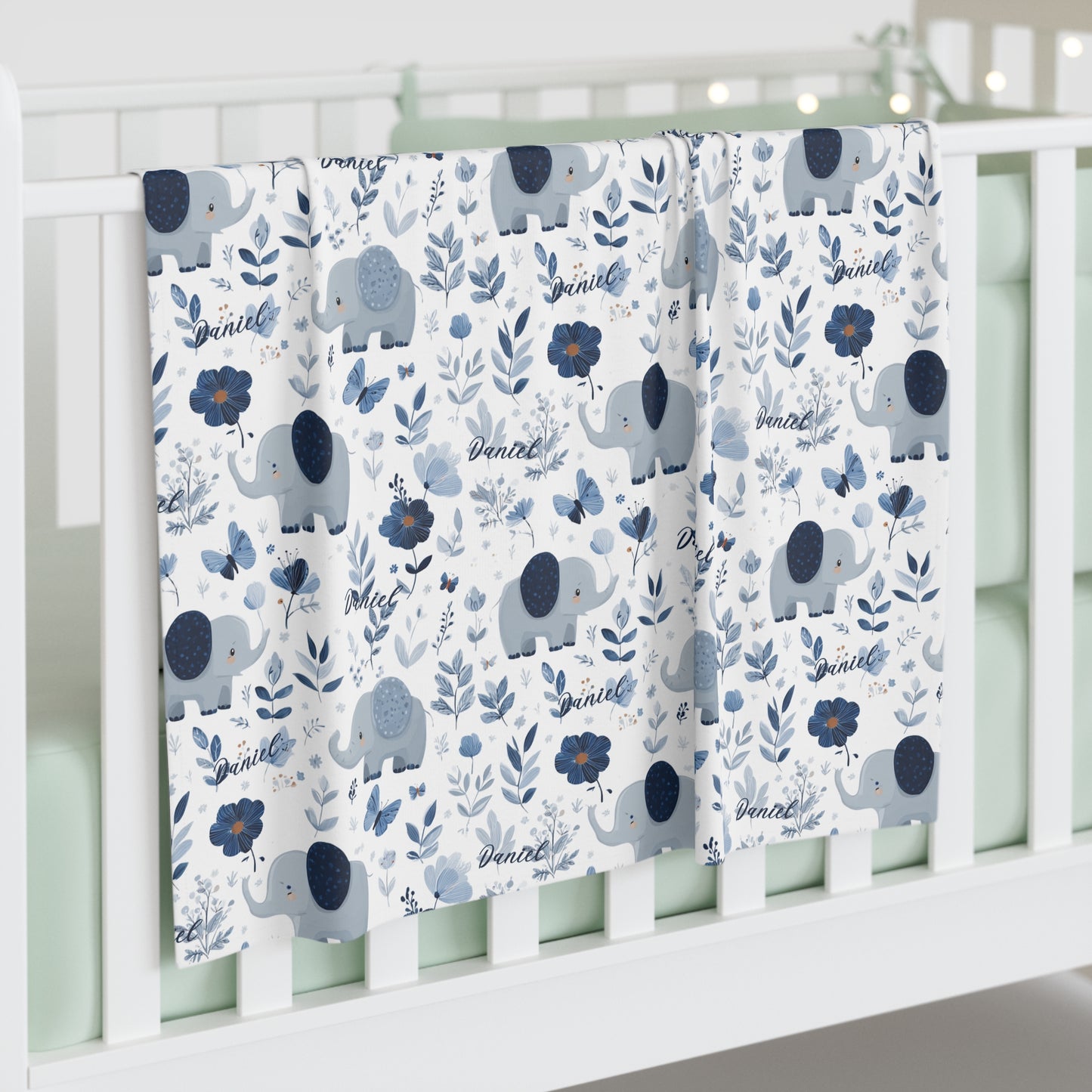 Blue elephant, Baby Swaddle Blanket, Boy gift