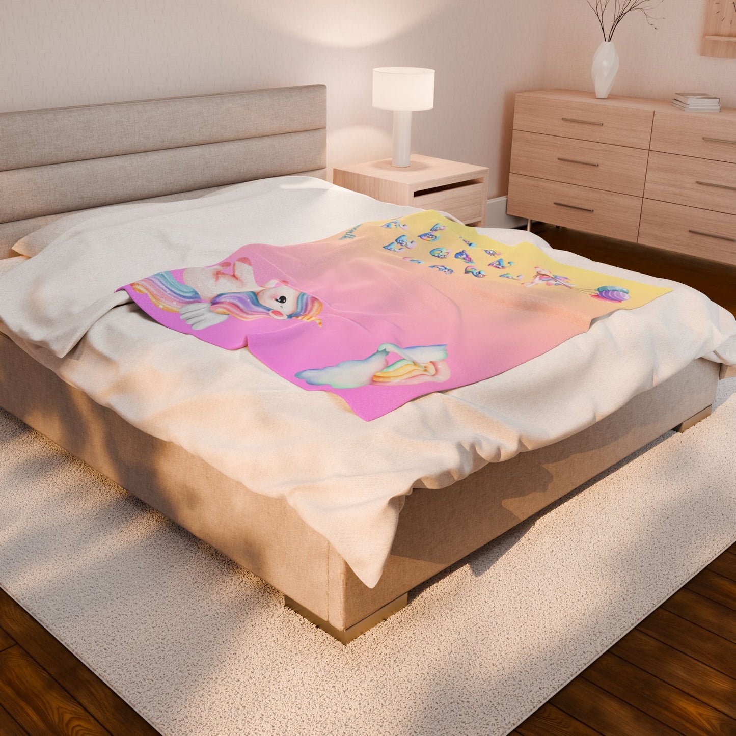 Unicorn Milestone Baby Girl Velveteen Plush Blanket