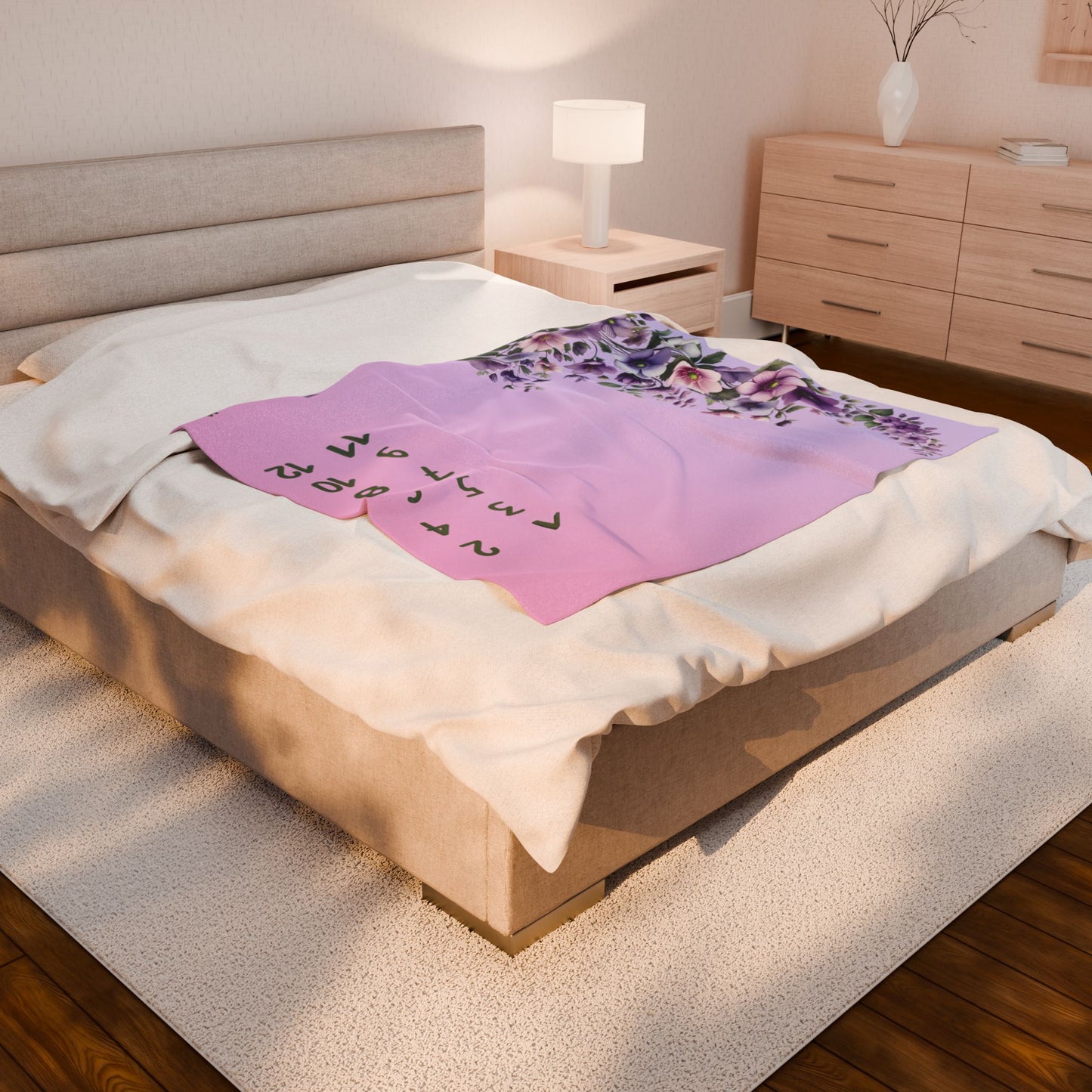 Floral Milestone Baby Girl Velveteen Plush Blanket