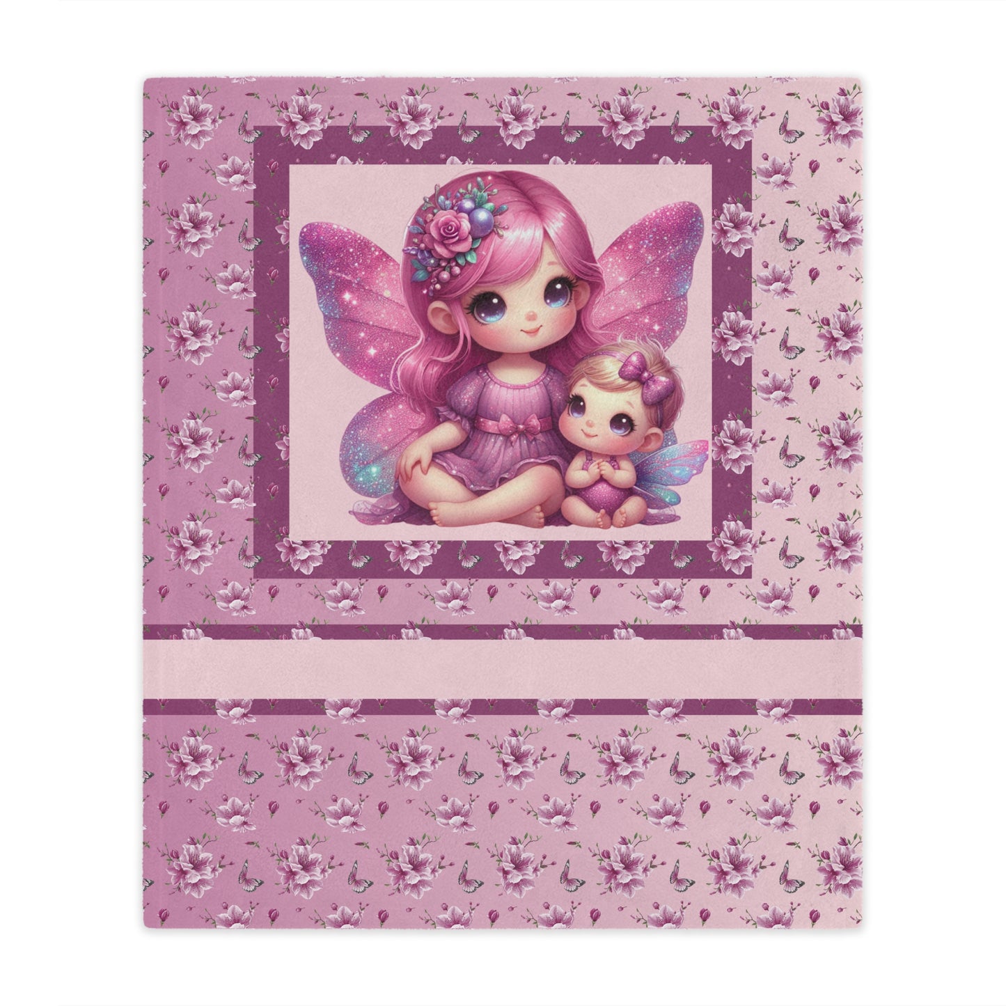 Fairy Flowers Girl  Pink Blanket
