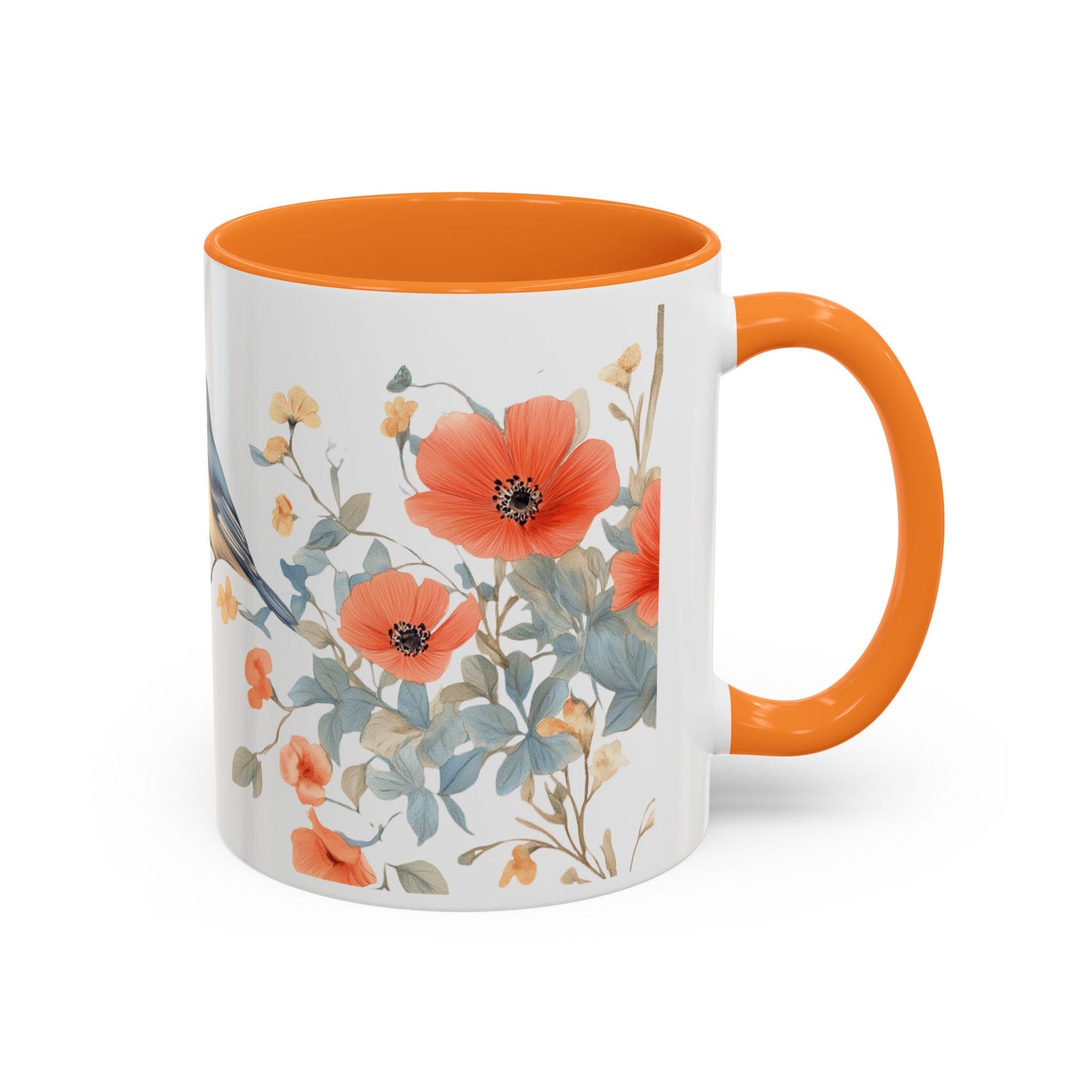 Orange flowers and bird Mug