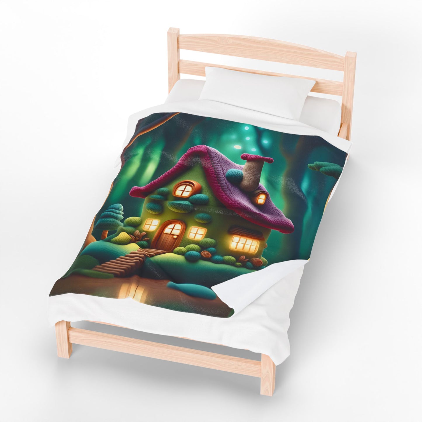 ''Knitted cottage'' Velveteen Plush Blanket