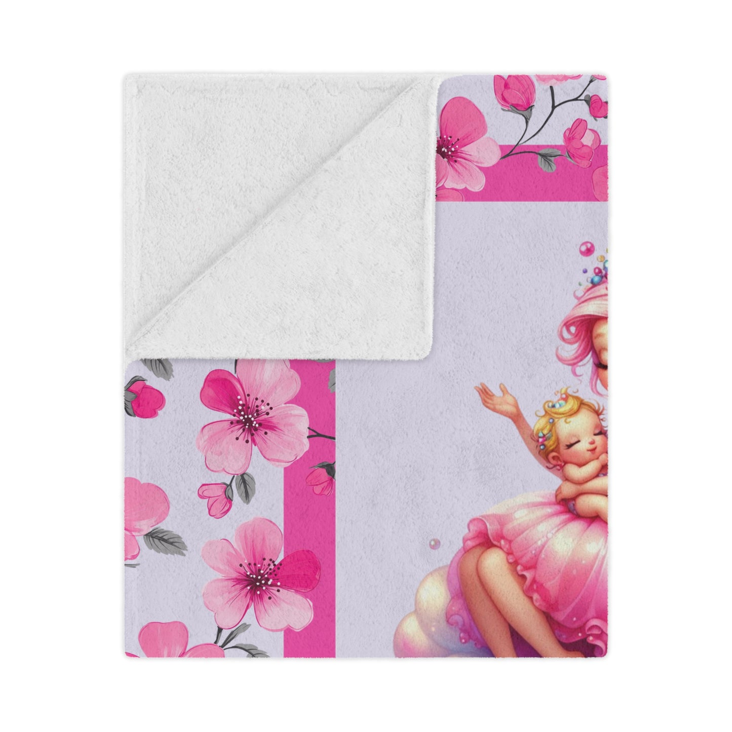 Fairy Flowers Name Girl Minky Blanket