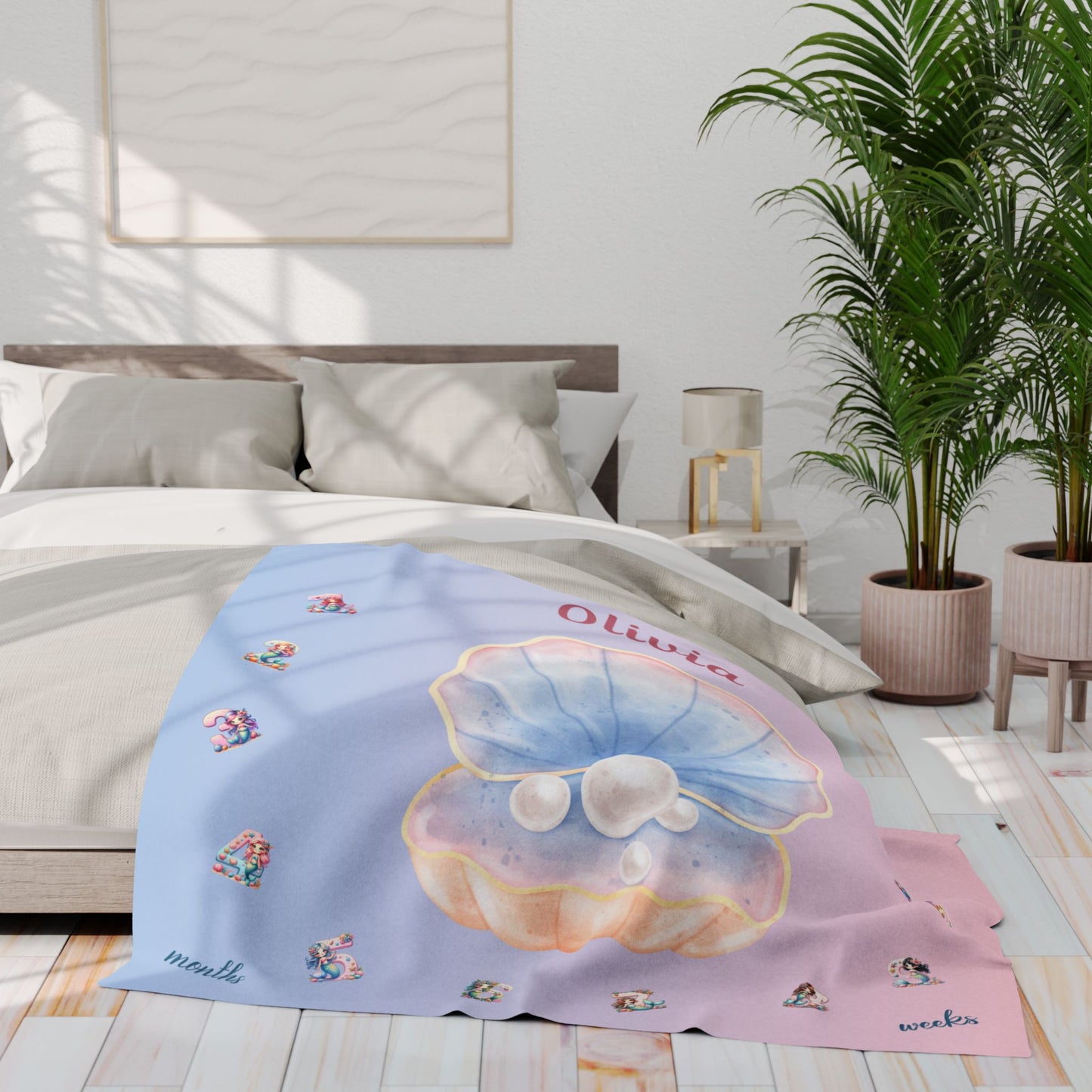 Mermaid Baby Girl Velveteen Plush Blanket