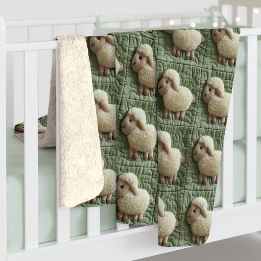 Fiuffy  Sheep Blanket, Cozy Farm Animal Throw, Warm Cottagecore Blanket