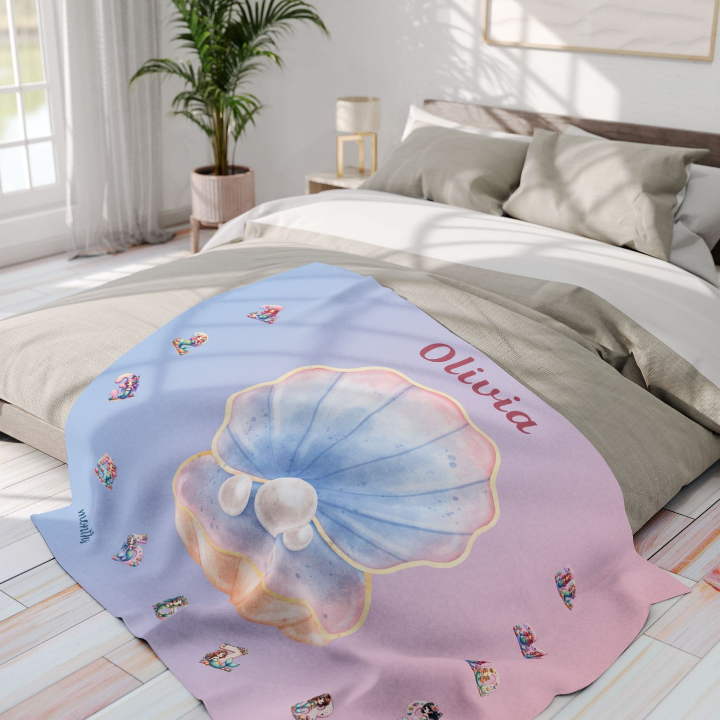 Mermaid Baby Girl Velveteen Plush Blanket