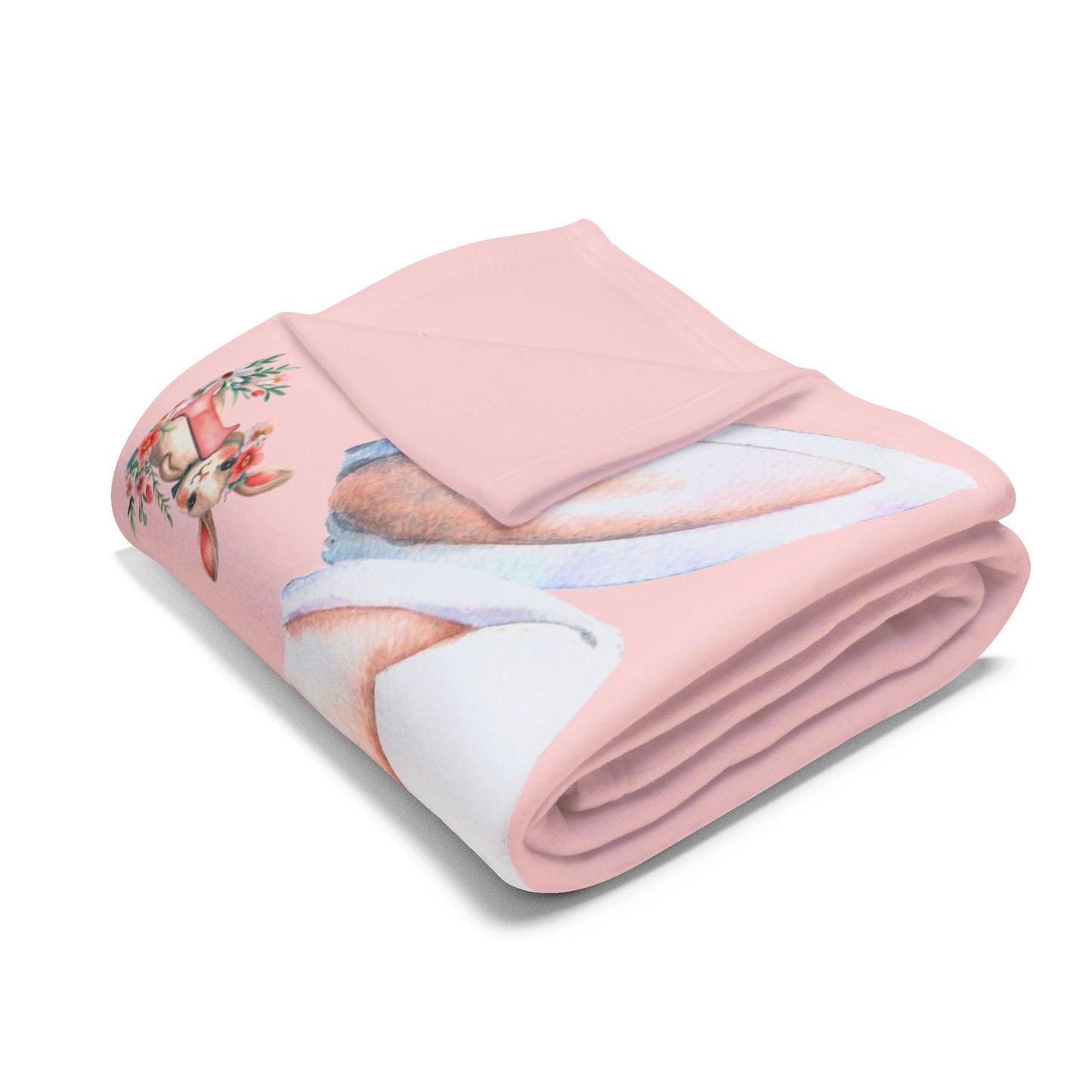Rabbit and Numbers Milestone Baby Girl Velveteen Plush Blanket