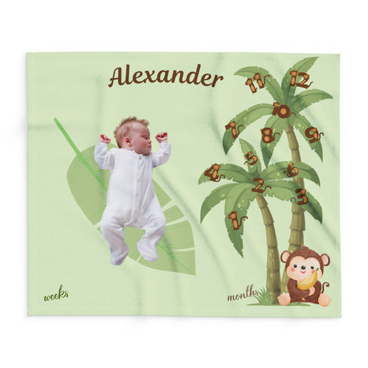 Monkey Numbers Baby Boy Velveteen Plush Blanket