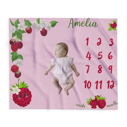 Raspberry Baby Girl Velveteen Plush Blanket