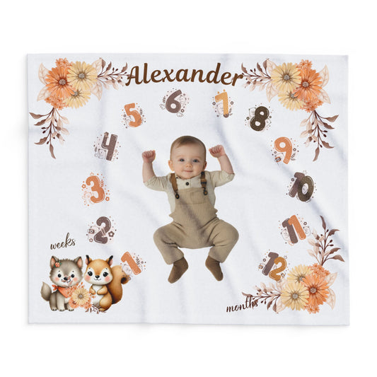 Forest Animals Baby Boy Velveteen Plush Blanket