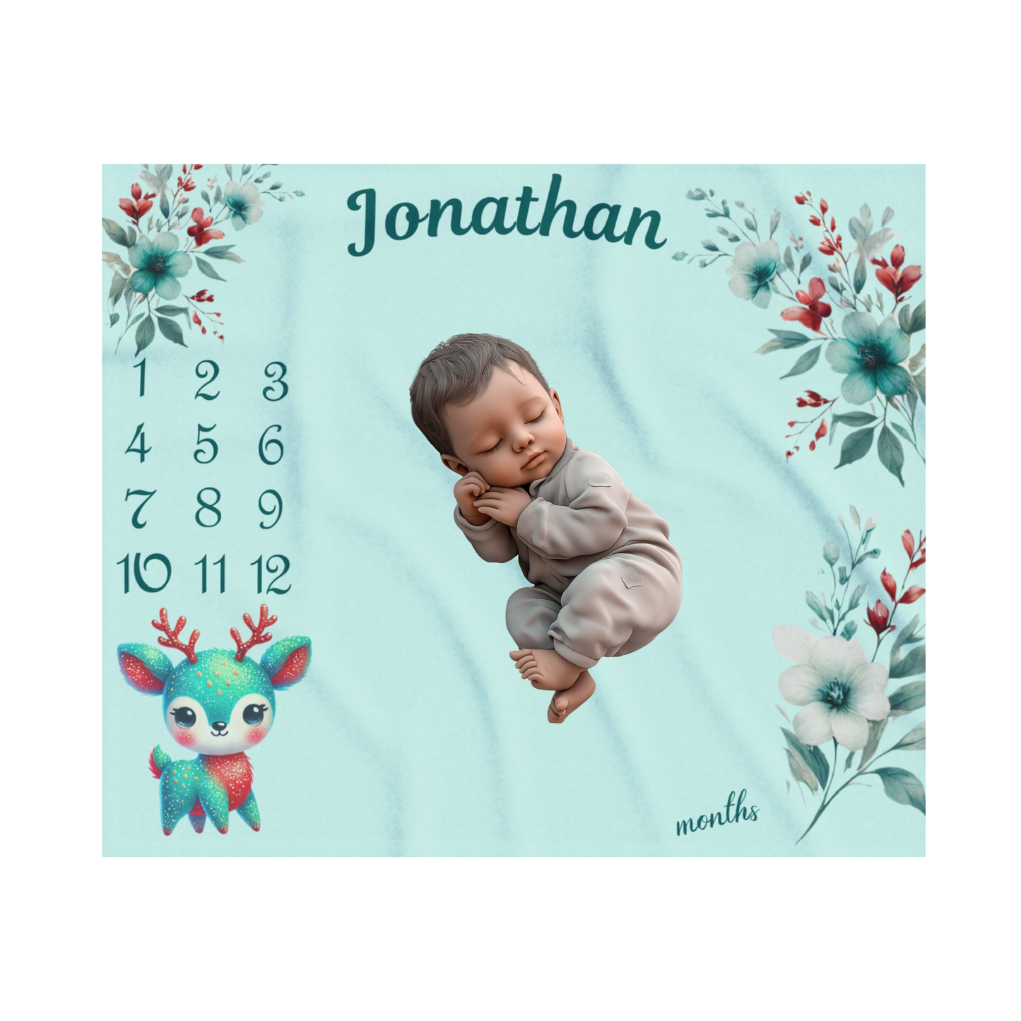 Personalized Deer Milestone Blanket